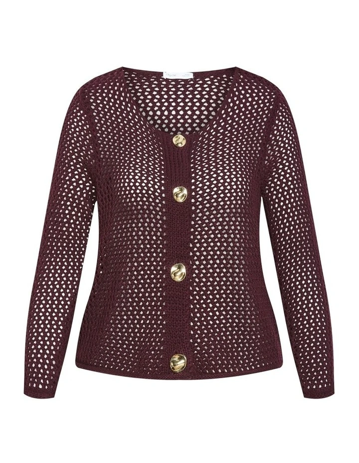 Clara Knit Cardigan in Bordeaux image 5