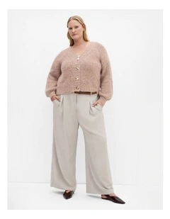 Kiara V Neck Cardigan in mushroom