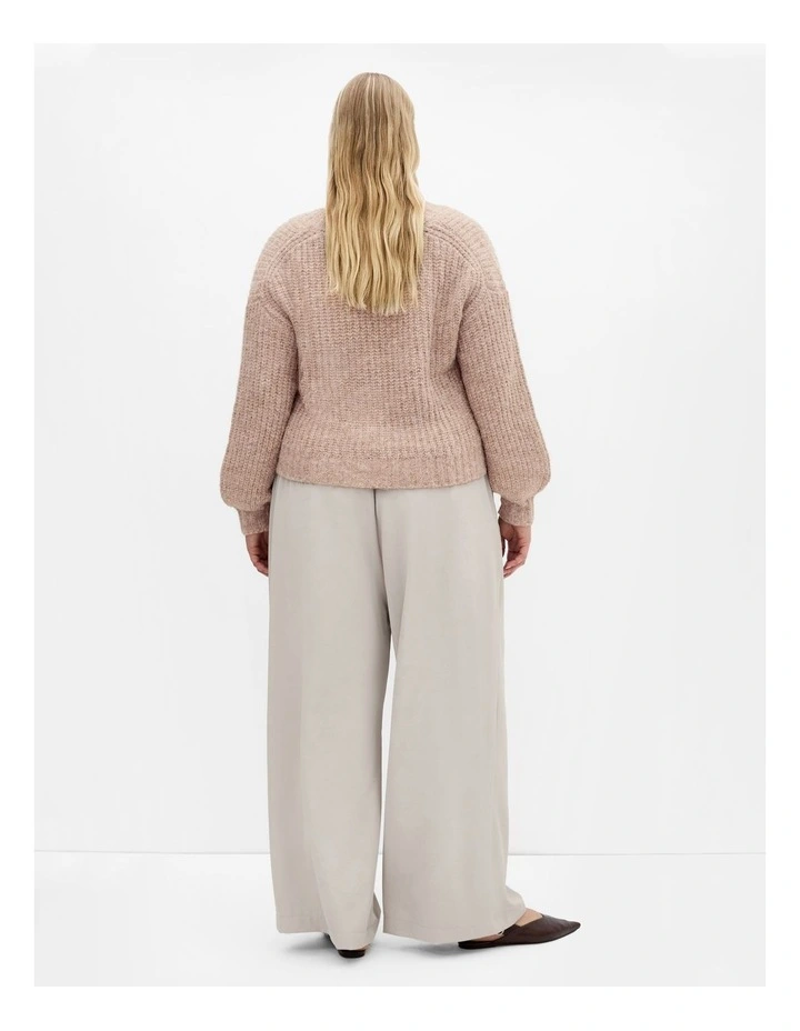 Kiara V Neck Cardigan in mushroom image 2