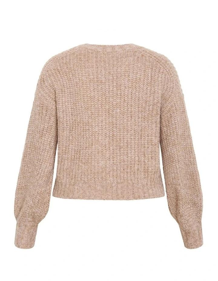 Kiara V Neck Cardigan in mushroom image 4