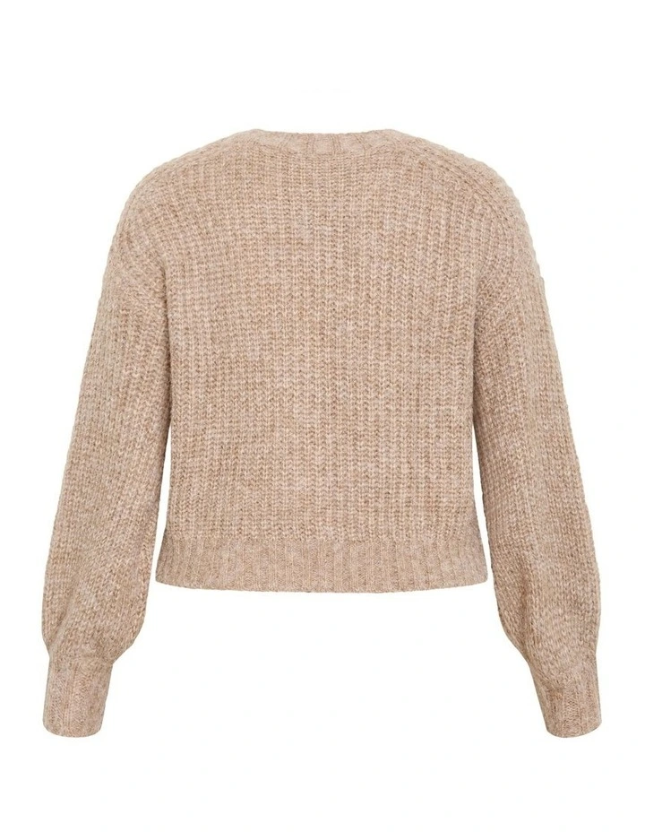Kiara V Neck Cardigan in mushroom image 5
