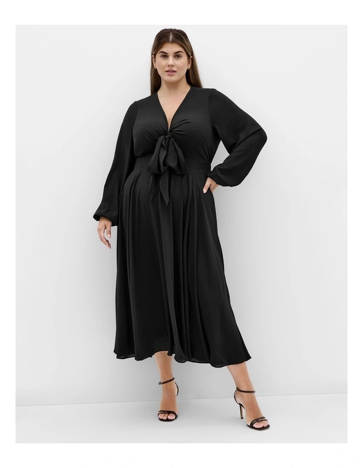 Adelyn Long Sleeve Midi Dress in Black image 1