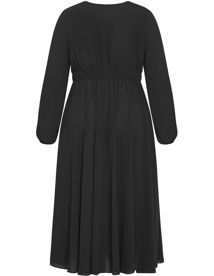 Adelyn Long Sleeve Midi Dress in Black image 4