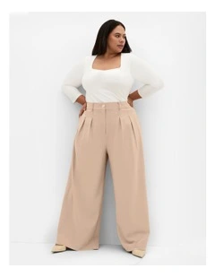 Abbigail Wide Leg Pant in Taupe