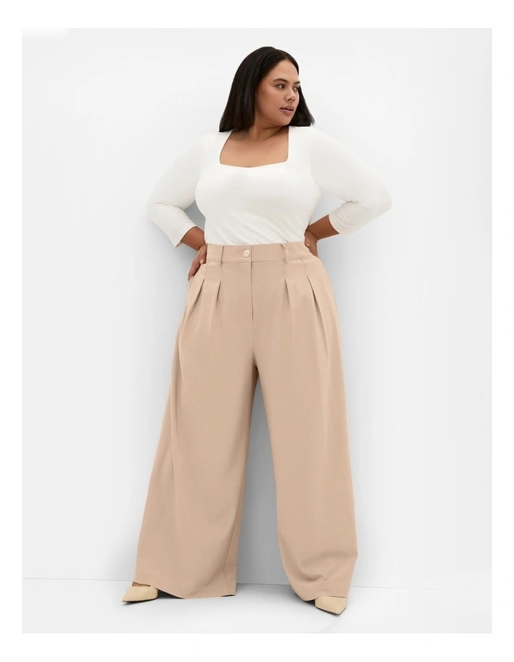 Abbigail Wide Leg Pant in Taupe image 1