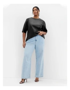 Paxton Faux Leather Tee in Matt Black