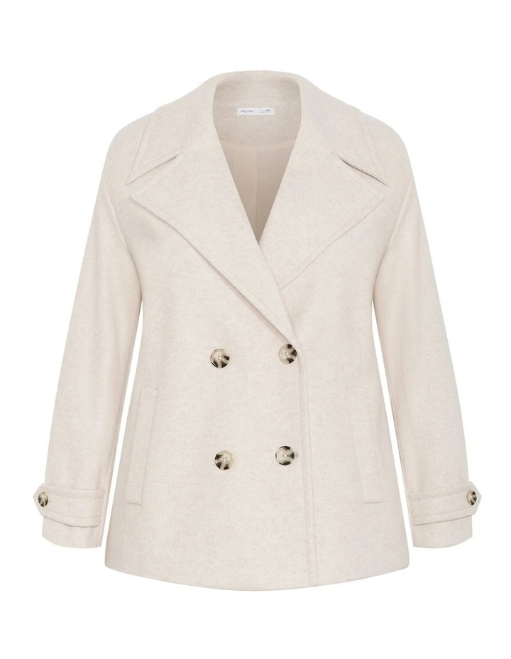 Lola Short Melton Coat in Cream Marle image 3