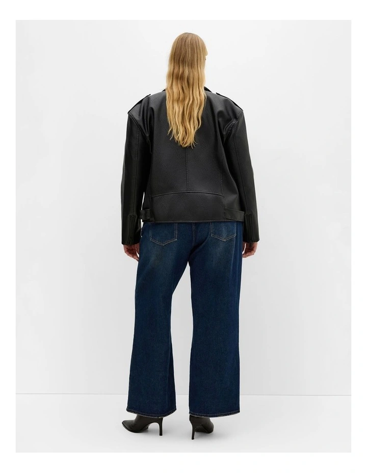 Julie Faux Leather Biker Jacket in Black image 2