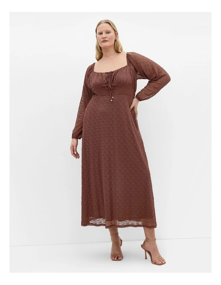 Lani Lace Midi Dress in Brown image 1