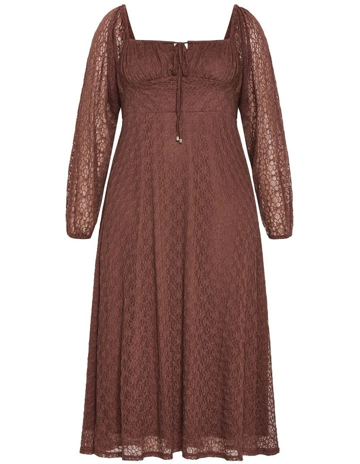 Lani Lace Midi Dress in Brown image 3