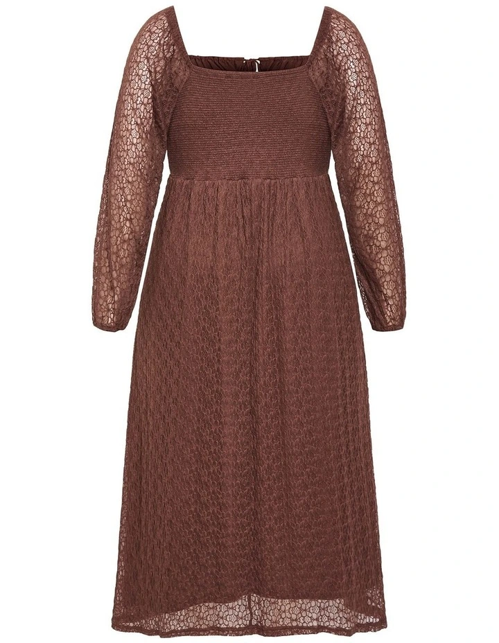 Lani Lace Midi Dress in Brown image 4