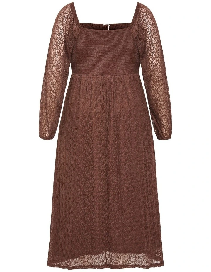 Lani Lace Midi Dress in Brown image 5