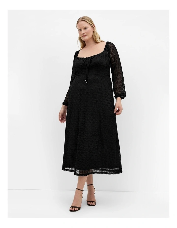 Lani Lace Midi Dress in Black image 1