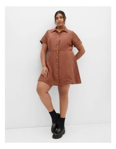Leia Short Sleeve Mini Dress in Brown