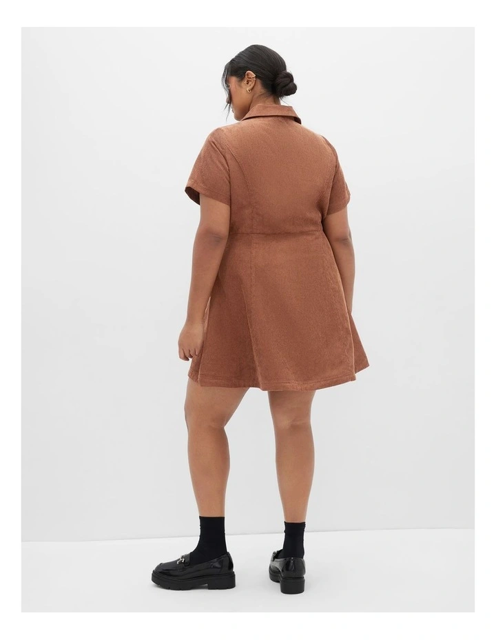 Leia Short Sleeve Mini Dress in Brown image 2