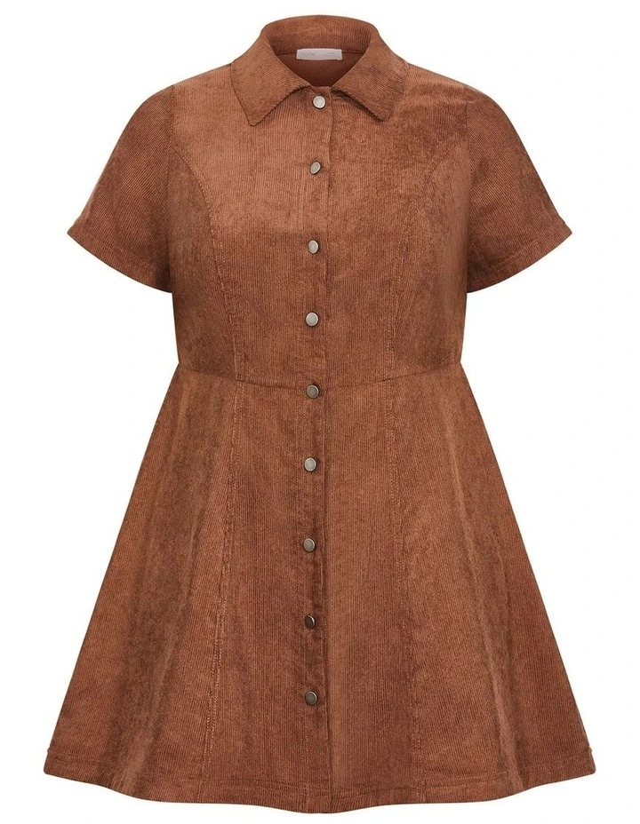 Leia Short Sleeve Mini Dress in Brown image 3
