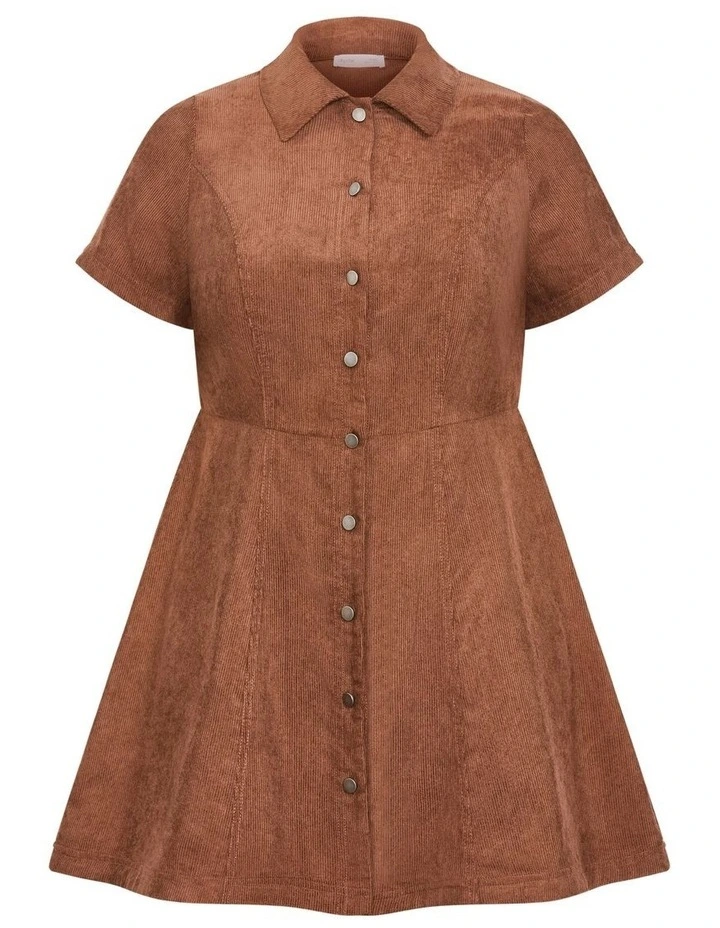 Leia Short Sleeve Mini Dress in Brown image 5
