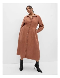 Leia Long Sleeve Midi Dress in Brown