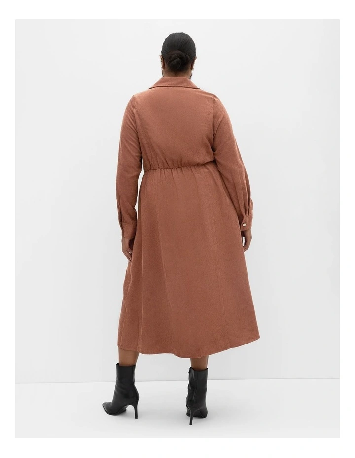 Leia Long Sleeve Midi Dress in Brown image 2