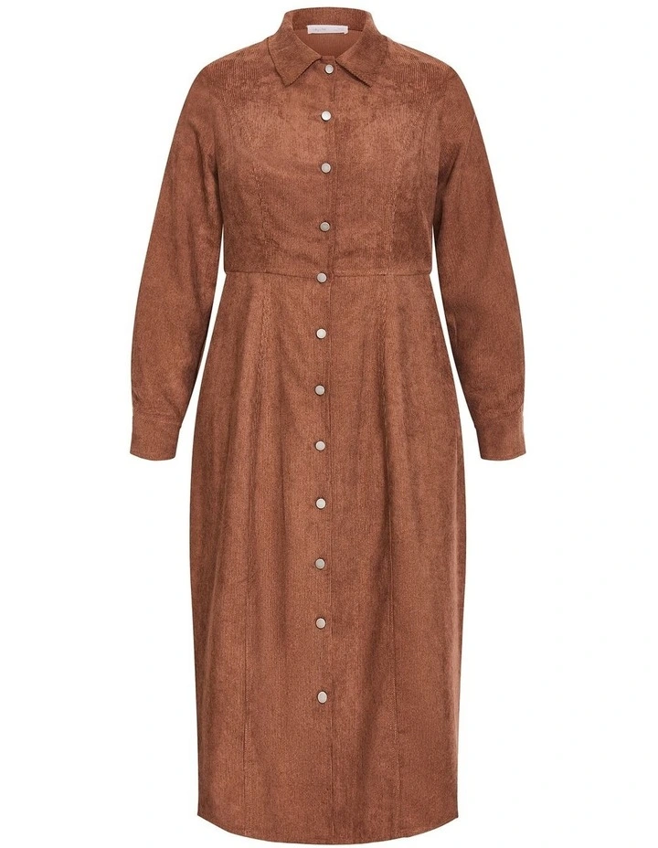 Leia Long Sleeve Midi Dress in Brown image 3