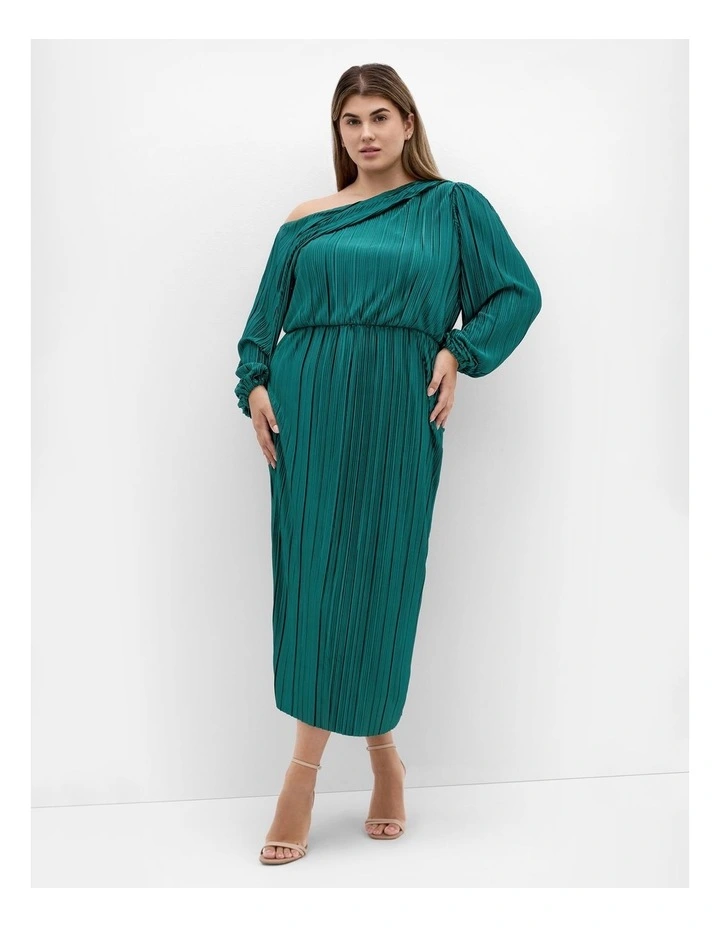 Jay Off Shoulder Dress in Jade image 1