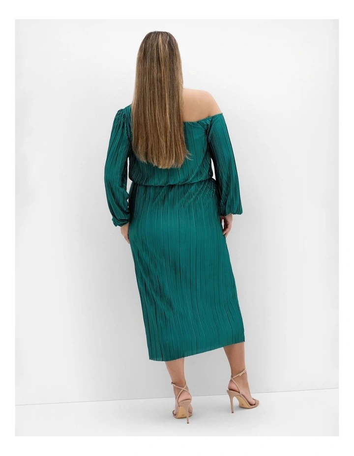 Jay Off Shoulder Dress in Jade image 2