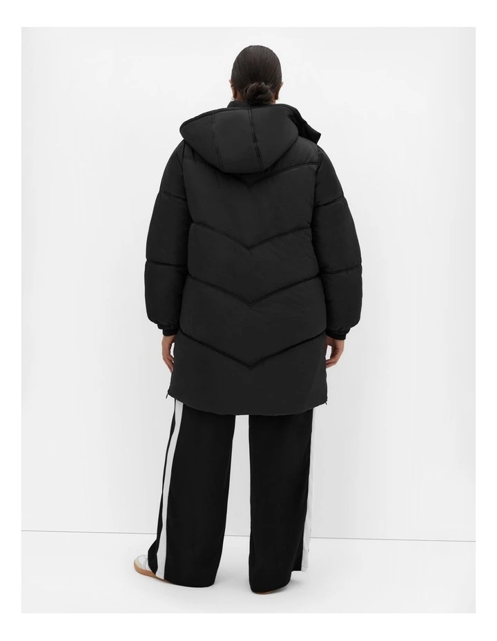 Leah Longline Puffer Jacket in Black image 2