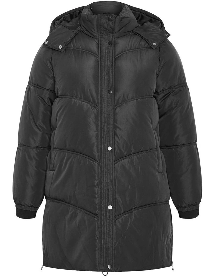Leah Longline Puffer Jacket in Black image 3
