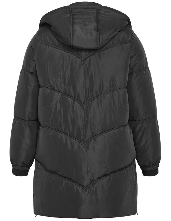 Leah Longline Puffer Jacket in Black image 4