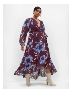 Jane Wrap Maxi Dress in Aubergine