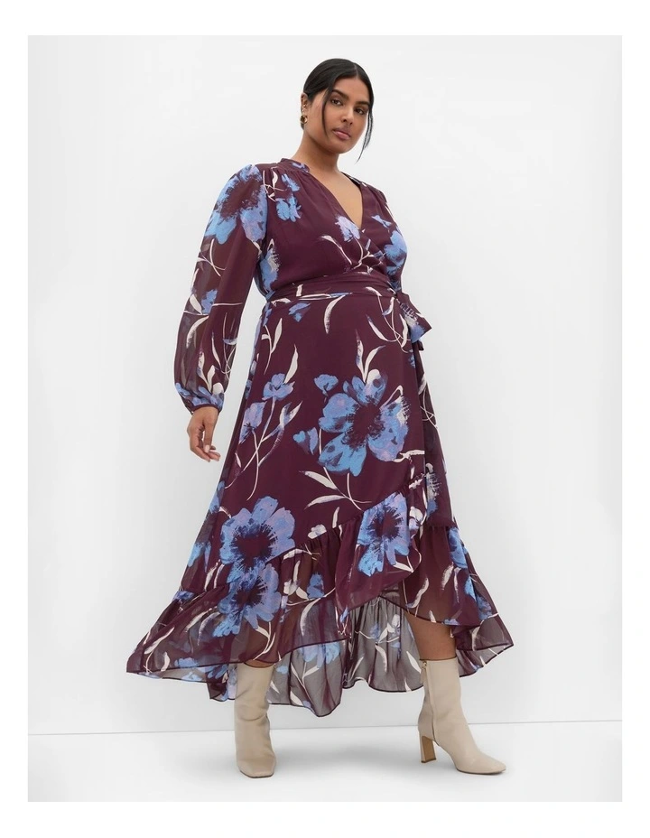 Jane Wrap Maxi Dress in Aubergine image 1
