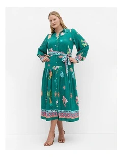 La Mont Print Midi Dress in Emerald