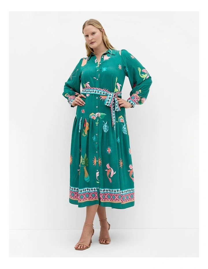 La Mont Print Midi Dress in Emerald image 1