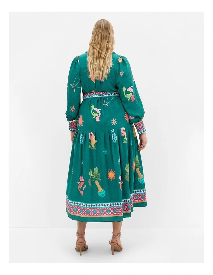 La Mont Print Midi Dress in Emerald image 2