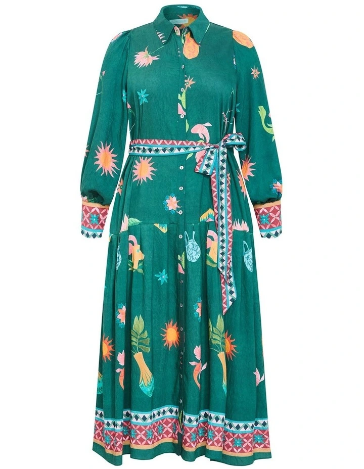 La Mont Print Midi Dress in Emerald image 3