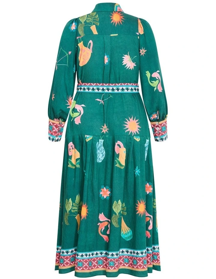 La Mont Print Midi Dress in Emerald image 4