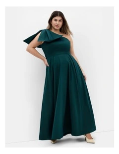 Captivate One Shoulder Maxi Dress in Deep Teal
