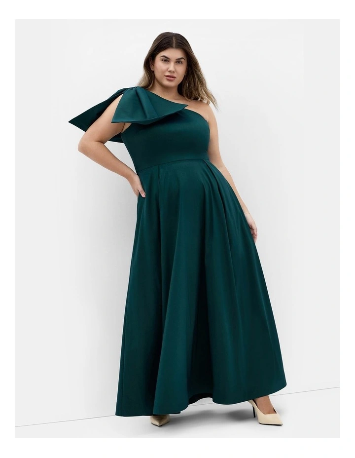 Captivate One Shoulder Maxi Dress in Deep Teal image 1