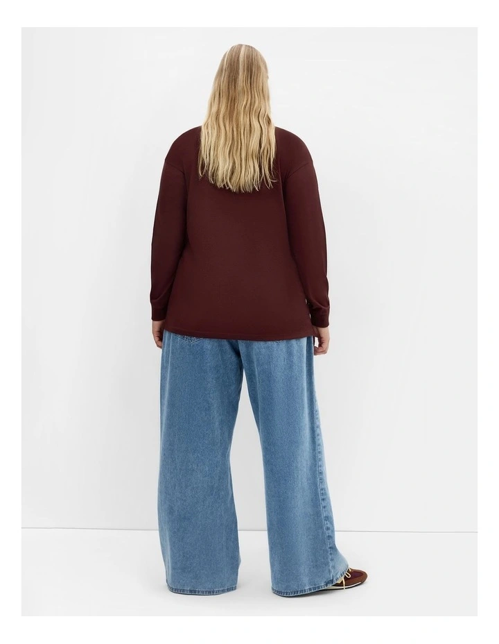 Ariadne Long Sleeve Cotton Tee in Choc Cherry image 2