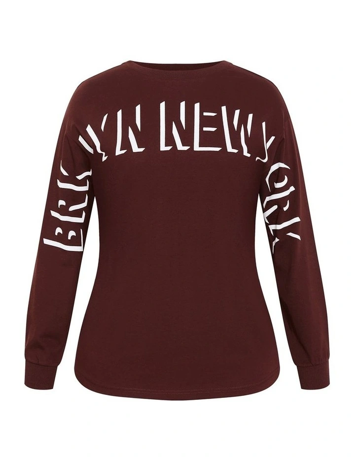 Ariadne Long Sleeve Cotton Tee in Choc Cherry image 3