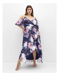 Miss Jessica Print Maxi Dress in Poseidon Blue