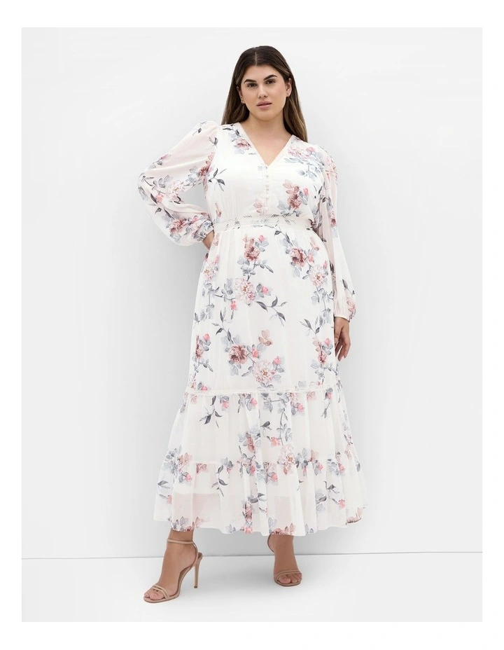 Kiki Print Maxi Dress in Ivory image 1