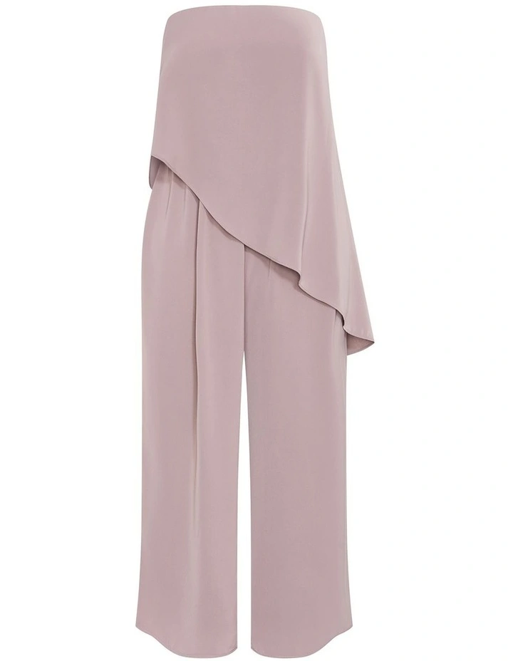 Skylar Strapless Jumpsuit in Mink image 3