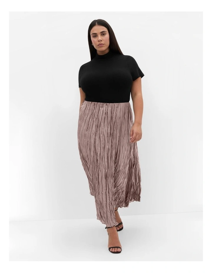 Imogen Pleat Midi Skirt in Brown image 1