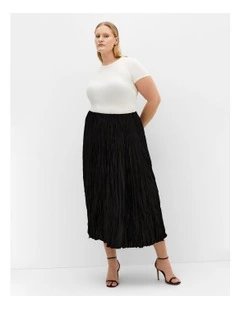 Imogen Pleat Midi Skirt in Black