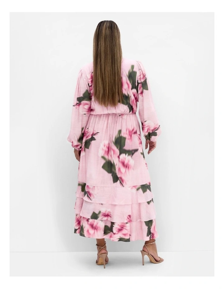 Bea Long Sleeve Print Wrap Dress in Soft Pink image 2