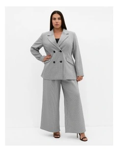 Karla Houndstooth Print Blazer in Black