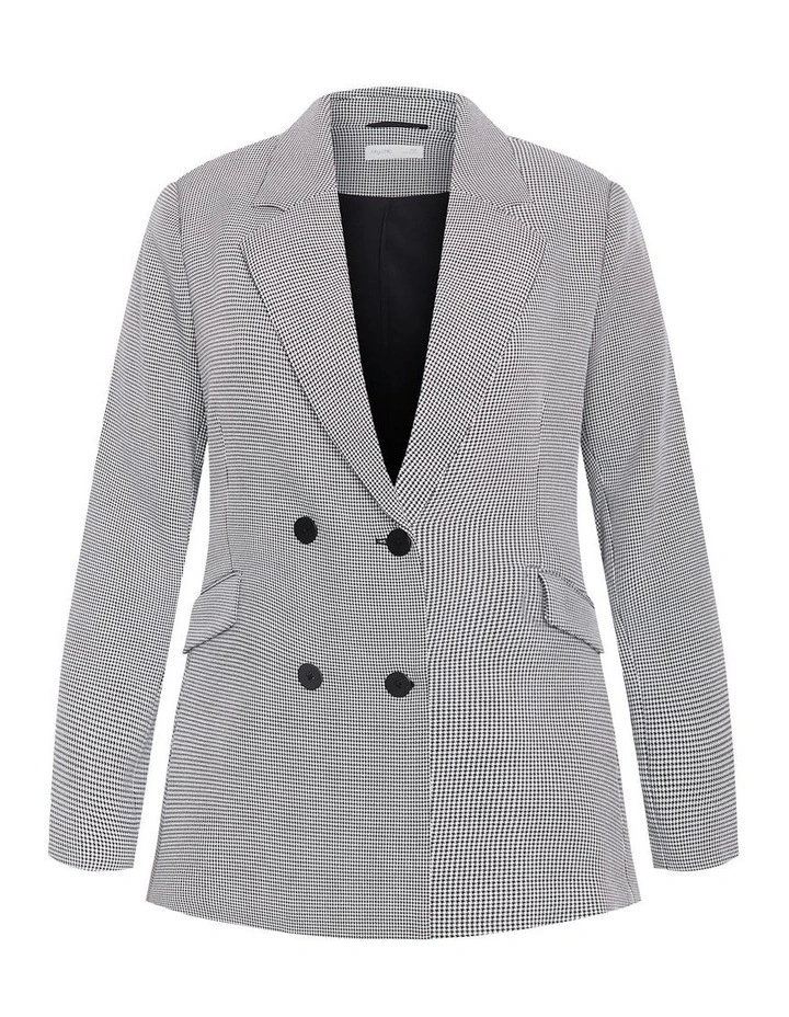 Karla Houndstooth Print Blazer in Black image 3
