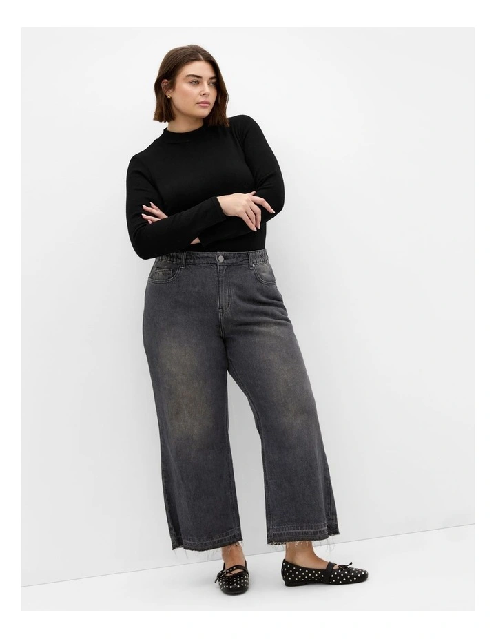 Harley Fit Wide Leg Crop Jean in Black image 1