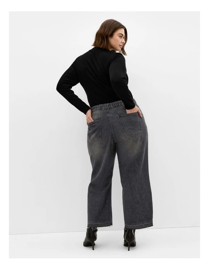 Harley Fit Wide Leg Crop Jean in Black image 2